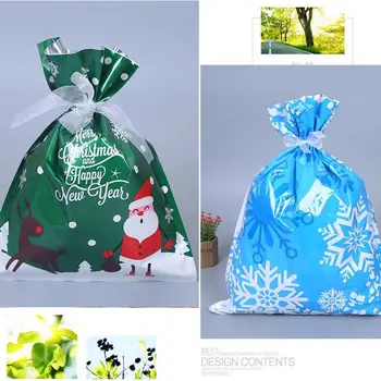 30pcs Vesel Božič Vrvico Plastičnih Sladkarije Vrečko Vrečko Darilo Snežinka Elk Candy Bag Srečno Novo Leto 2020 Božični Party Supplies