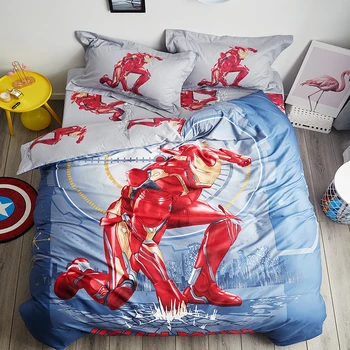 Disney Iron Man, posteljnina 3d tolažnik nastavite king size posteljnino za otroško spalnico bombaža odeja kritje ravno postelja stanja prevleke 3/4/5pc