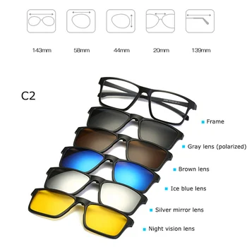 Moda Optični Spektakel Okvir Moški Ženske Kratkovidnost S 5 Posnetka Na Polarizirana sončna Očala Magnetni Očala Za Moške Očala RS219