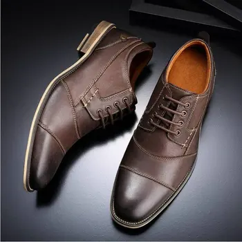 Pravega Usnja Čipke-up Novih Moških Obleko čevlje formalno čevlji za moške Ročno izdelan poslovni čevlji poročni čevlji Velike Velikosti 50 A51-94