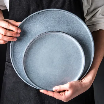Nordijska keramične posode veliko ploščati preprosta osebnost Zahodno-slog jed zrezek ploščo gospodinjski skodelice in pokal