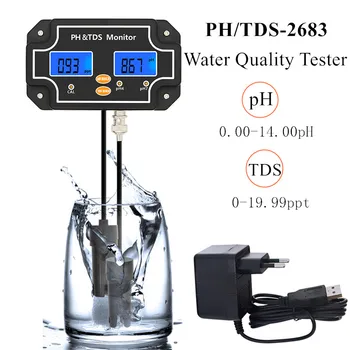 PH/TDS-2683 2 v 1, pH Merilnik pH/TDS Kakovosti Vode Tester TDS Meter Nepremočljiva Dvojni Zaslon Tester za Akvarij Bazen, Spa 40% POPUSTA