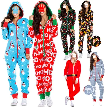 Božič Homewear Pajama Sleepwear Ženske Zimske Ženske Romper Za Božič Obleko Trenirka z Dolgimi Rokavi Hoodies Jumpsuit 9 Slog