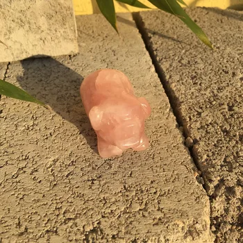 1pcs naravnih pink rose quartz crystal strani carving prašičev figur reiki healing kristali gemstone denar za risanje fengshui debelo