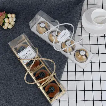 10Pcs Prenosni Pregleden Cupcake Torto Roll Škatle Z Ročajem PET Embalažo Namizna Posoda Imetnik Stranke Pakiranje šatulji