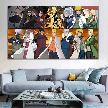 Japonske Anime Naruto Vse Hokages Velika Velikost Risanka Plakatov In Fotografij Platno Stensko Slikarstvo, Umetnost Na Dom Dekor Sliko Za Dnevno Sobo