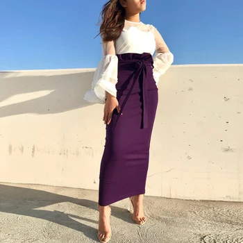 Plus Velikost Ruffles Krila Faldas Mujer Moda Poletje Abaya Dubaj Muslimanskih Dolgo Maxi Visoko Pasu Krilo Ženske Jupe Longue Femme
