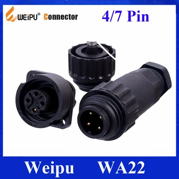 Original Weipu Priključek WA22 4 7 Pin IP67 Nepremočljiva Priključek WA22 TE BENEDIKT Moški Kabel Priključite Ženski Vtičnico na primer s spajkanjem Prenehanju