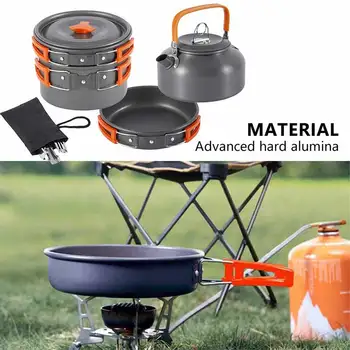 Ultralahkih prostem camping kuhinjskih pripomočkov grelnik vode lonec nastavite zložljiv ročaj visokokakovostnega aluminija prenosni namizni pribor oranžna