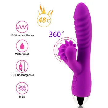 EXVOID Sex Shop Rabbit Vibrator, Vibrator G-spot Massager Vrtenja Jezika Vibrator Sex Igrače za Ženske Vibracije Pralni Ogrevanje