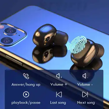 Brezžične Slušalke z 2200mAh Polnjenje Primeru Power LED Zaslon TWS Bluetooth Slušalke Touch Kontrole Športne Slušalke