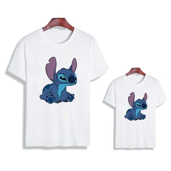2021 Lilo & Stitch risanka tiskanja družino ujemanje T-shirt baby boy summer kratka sleeved dekle kratka sleeved Disney basic majica