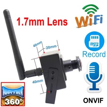 5MP Wifi, Mini Kamera Ip 1080P HD 1,7 mm Fisheye Objektiv Panorama Cam Home Security Wireless Audio Mikro Mala CCTV Nadzor IPC