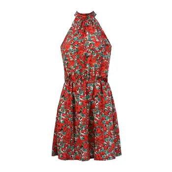 Cvetlični Obleka Ženske Seksi Brez Naramnic Priložnostne Cvet Lok Nazaj V Poletje Plaža Sundress Mini Kratek 2020 Trendy Rdeča Oblačila Za Ženske