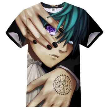 Nova Moda Anime T-shirt Črna Butler 3D Tiskanja Moški Ženske Ulične O-Vratu Hip Hop Tshirt Šport Priložnostne Tee Shirt Vrhovi Oblačila