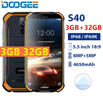 DOOGEE S40 4GNetwork Krepak Mobilni Telefon 5.5 palčni Zaslon 4650mAh MT6739 Quad Core 3GB RAM, 32 GB ROM Android 9.0 8.0 MP IP68/IP69K