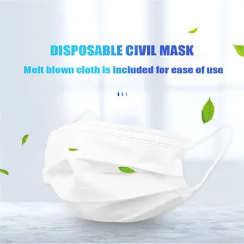 Varnost Maska Za Dihanje Unisex Preprečujejo Bakterije Higieno Belo Masko Za Enkratno Uporabo 3 Plasti Obraza, Ust Maske