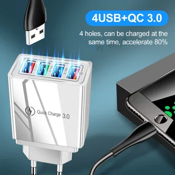 USB Polnilec za Hitro Polnjenje 3.0 za iPhone, Samsung S10 S20 Huawei Mate 30 Tablet Prenosni Steno Mobile Adapter za Polnilnik Hitro Polnilnik