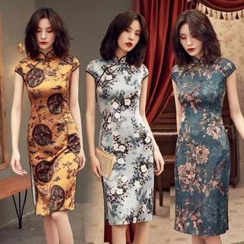 Sheng Coco 9 Slog Žensk, Kitajska Obleka Elegantna Kitajski Cheongsam Orientalski Obleke Vestidos Svile Sodobne Qipao Stranka, Kitajska Obleka