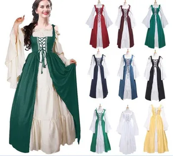 GOSPA Ženske Renaissance Viktorijanski Srednjeveške Gotike Dolge Obleke Žogo Halje Kostume Gothic Večerne Obleke Lolita A331