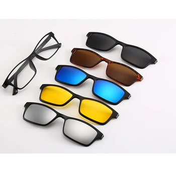 5 objektiv Magnetni sončna Očala Za Moške, Ženske Očala 5 v 1 Posnetek Zrcali Polarizirana sončna Očala Nočno Vizijo Očala Oculos Gafas
