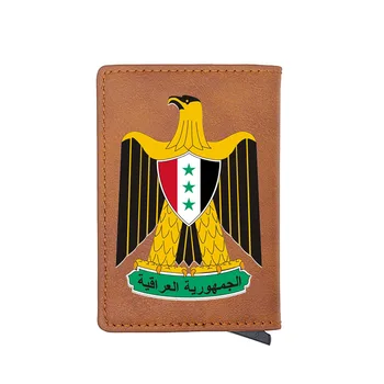 Vintage Grb Egipt Rjava Multifunkcijski Digitalni Tisk Usnje Imetnik Kreditne Kartice Denarnice Moški Ženske Kratke Mini Torbici
