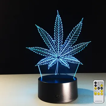 Daljinsko Maple Leaf 3D Vizualne Iluzije Lučka Pregleden Akril Noč Svetlobe LED Lučka 7 Barva Spreminja, Dotik namizne Svetilke Lava Svetilka