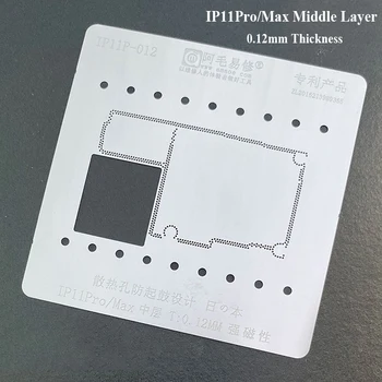 BGA Reballing Šablona za iPhone 11/Pro/Max A13 CPU Čipu IC, Sajenje Tin Toplote Predlogo Spajkanje Neto
