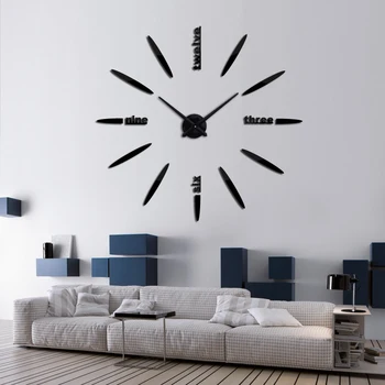 Nova moda 3d stenske ure reloj de pared quartz uro kratek diy ure dnevno sobo velike nalepke, dekorativne horloge murale