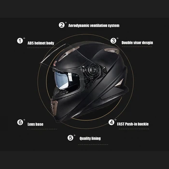 Novo GXT Moto čelada Dvojno vizir motorno kolo, poln obraz čelade motocikla, M, L, XL velikost Dirke čelada