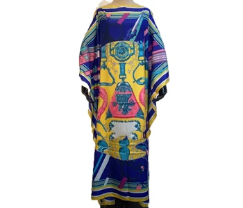 европейская одежда Brezplačno Velikost Moda natisnjeni tam kaftan svilene obleke 2020 Poletje Boho ženske plažo svila caftan dolge obleke Afriške