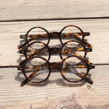 Vintage Majhne Okrogle Tortoise Polno Platišča Acetat Eyeglass Okvirji Moški Ženske Unisex Ročno Izdelani B007