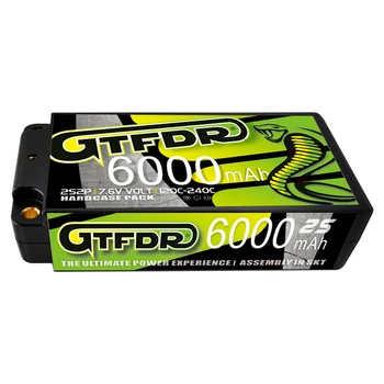 GTFDR Lipo Baterije HV 2S Shorty 7.6 V 6000mah 120C-240C RC 5mm Bullet Konkurence Kratko-Pack-gnome za 1/10 otroški Voziček Avto Tovornjak