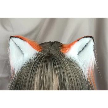 Ročno Izdelane Simulacije Za Lase Hoop Plišastih Živali Cat & Fox Uho Ostra Lolita Headdress Par Posnetek Anime Lolita Lo Niang Cosplay Rekviziti