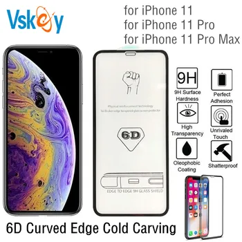 VSKEY 10pcs 6D Hladno Carving Kaljeno Steklo za iPhone 11 Pro Max Screen Protector za Popolno Zajetje Zaščitno folijo za 5,8