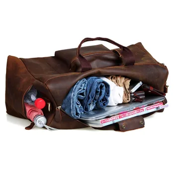Berchirly Letnik Nori Konj Pravega Usnja vrečko moških duffle vrečko prtljage potovalna torba Naravnih Cowhide Velike Vikend Torba Hangbag