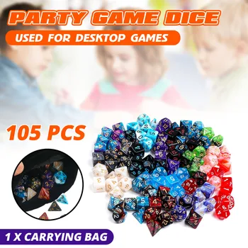105Pcs Polyhedral Kocke Nastavite DND RPG MTG Vlogo, Igra, Dragon Tabela Igra +Torba Mešane Barve Set