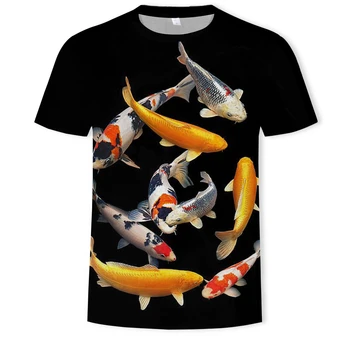 Moda Ocean Fish 3D Tiskanje za Moške in Ženske T-shirt Mehkega Materiala Svoboden T-shirt za Moške Street O-vratu moška Oblačila
