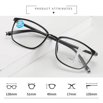 Seemfly Progresivna Multifokalna Anti Modra Svetloba Obravnavi Očala Ženske Moški Modni TR90 Ultralahkih Presbyopic Očala +1.5 +2.5