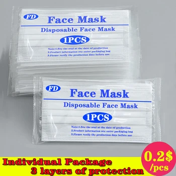Posamično Pakirana Usta Masko za Enkratno uporabo Masko Proti Prahu PM2.5 Kalčkov Zaščite 3 Plast Non-woven Usta Kritje Tapabocas Masko