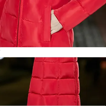 Nove Jesensko zimske Ženske parka Trdna zadrgo Long sleeve Hooded Srednje dolžine Debele Outwear Plašč Suknjič 2019 Moda Bombaž