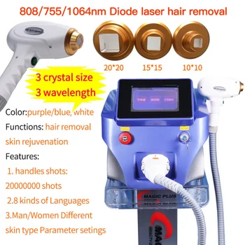 3 valovna dolžina 808nm diode, laserski odstranjevalec dlak neboleč effetctive odstranjevanje dlak stroj z 755nm 808nm 1064nm za vse kožo, lase