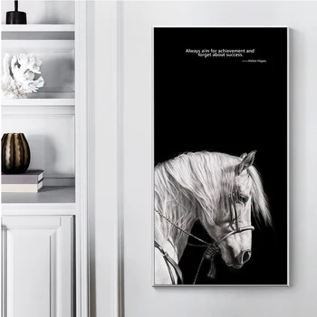 Nordijska Plakat Konj Črne in bele plakate in grafike Črke, Slike na steni Za dnevno Sobo Minimalistično Dekoracijo