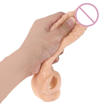 IKOKY Realističen Penis Kondom Tulec Zamudo Igrača Razširitev Penis Rokav Extender Spolnih Igrač Za Moške Gay Širitve Kurac Enlarger