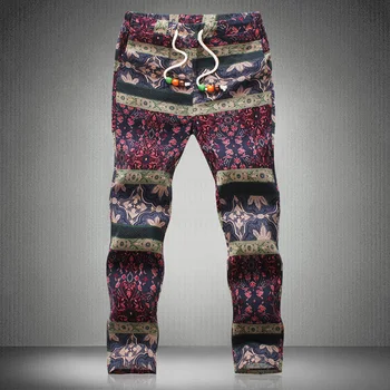 Poletni cvetlični Gleženj-dolžina hlače, perilo velik obseg moške hlače (Asian velikost M5XL)
