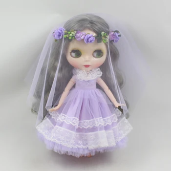 Oblačila za Blyth lutka barvita poročno obleko s tančico 1/6 30 cm ledeno skupno čipke obleko dekle darilo