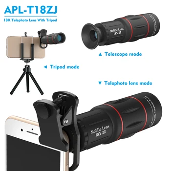 APEXEL Mobilni Telefon Leče 18X Teleskop Oko Zoom Objektiv Kamere za iPhone 7 Samsung s8 s stojalom&Bluetooth daljinsko upravljanje