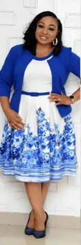2 Kos Določa Obleko, Plašč Obleko Jeseni Afriške Obleke Za Ženske do leta 2020 Poletje Elegent Afriške Tiskanja Poliester Plus Velikost Obleko XL-5XL