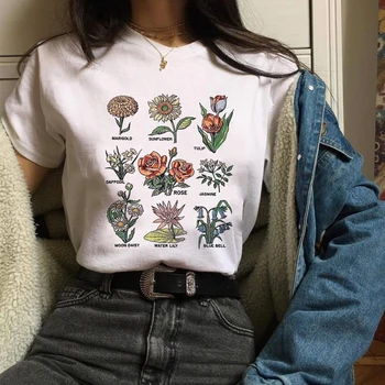 Poletje nove ženske Wildflower vzorec cvjetnim natisniti moda priložnostne ins svoboden Harajuku kratka sleeved O-neck ženske T-shirt vrhovi