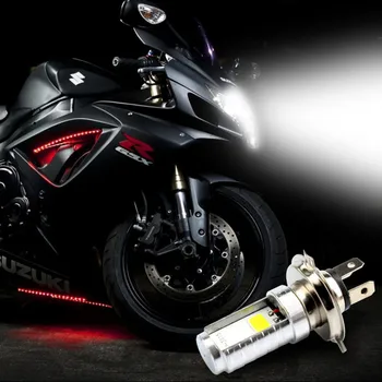 2pcs Motocikel Smerniki Žarnice H4 COB LED Smerniki Zlitine Lupini, Visoka/Nizka Snopa prednjih Luči Sijalka Bela Za Skuterje